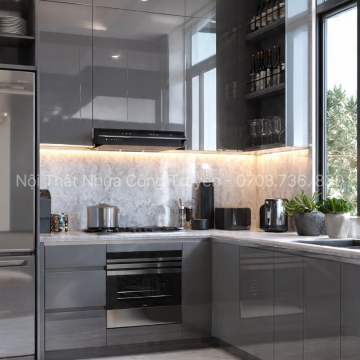 Mẫu Tủ Bếp Nhựa Acrylic Cho Căn Hộ Chung Cư Hiện Đại – Tối Ưu Không Gian 2026
