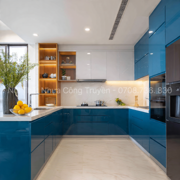 Tủ bếp nhựa Vincopro Plast đụng trần cao cấp – Thiết kế sang trọng, bền đẹp vượt thời gian cùng Nội Thất Nhựa Công Truyền
