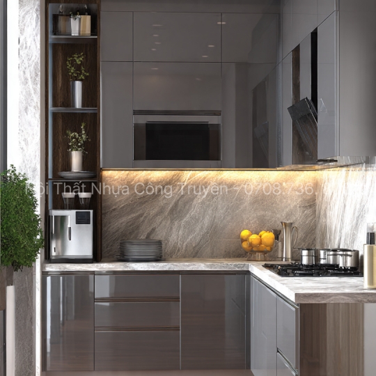 Tủ Bếp Nhựa Acrylic Chữ L – Giải Pháp Tối Ưu Không Gian Bếp Hiện Đại 2026