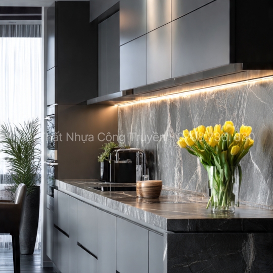 Tủ Bếp Acrylic Kết Hợp Mặt Đá Nhân Tạo – Lựa Chọn Hoàn Hảo Cho Bếp Hiện Đại 2026
