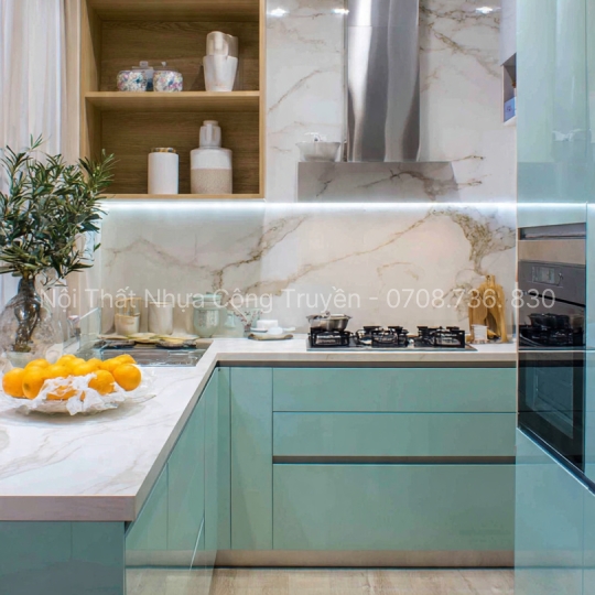 Tủ Bếp Acrylic Kết Hợp Mặt Đá Nhân Tạo – Lựa Chọn Hoàn Hảo Cho Bếp Hiện Đại 2026
