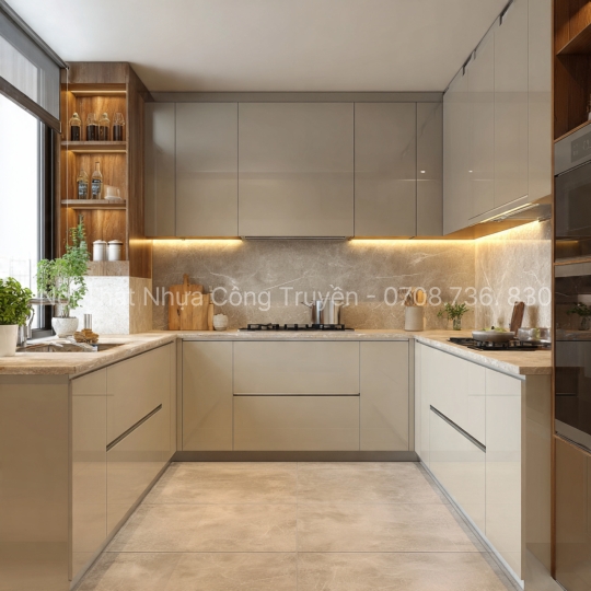 Tủ Bếp Nhựa Chữ U – Không Gian Bếp Cao Cấp & Tiện Nghi