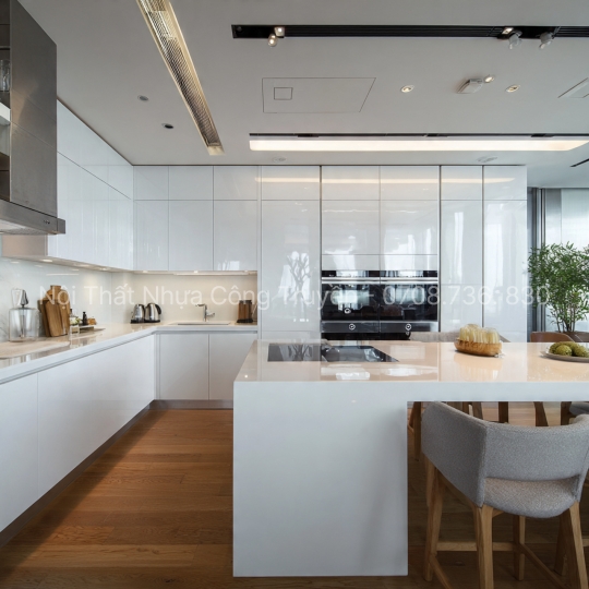 Tủ bếp nhựa Acrylic bóng gương – Sự lựa chọn cho không gian sang trọng tại TPHCM