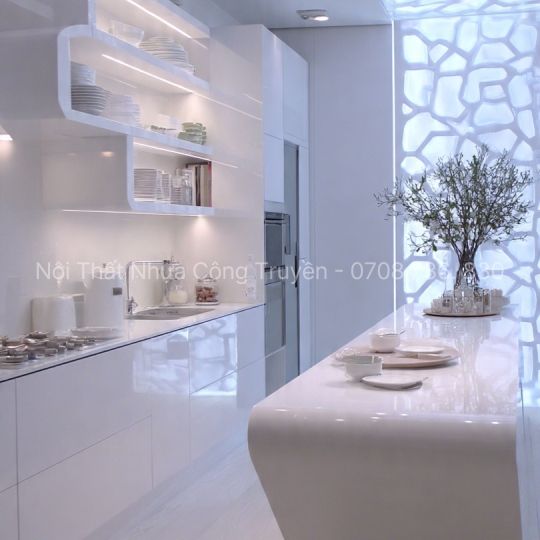 Mẫu Tủ Bếp Nhựa Picomat Tone Trắng – Xu Hướng Nội Thất 2025 Đẹp, Hiện Đại Tại Nội Thất Nhựa Công Truyền