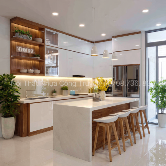 Tủ Bếp Nhựa Vinciplast Kèm Phụ Kiện Và Đèn Led – Không Gian Bếp Hiện Đại, Sang Trọng Cho Mọi Gia Đình