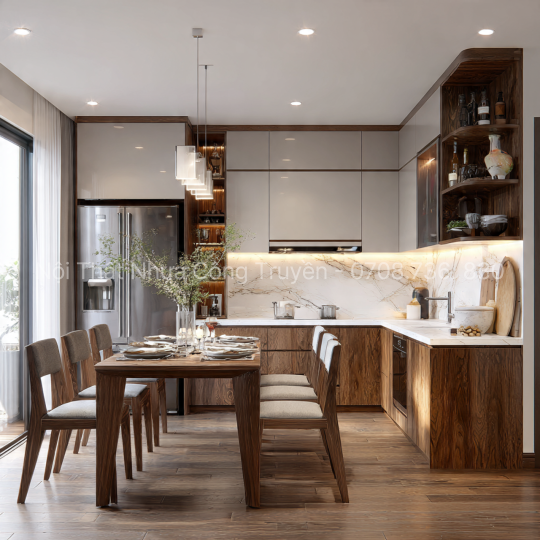 Tủ bếp nhựa cao cấp Ecoplast cánh Acrylic – Đẳng cấp sang trọng cho không gian bếp hiện đại