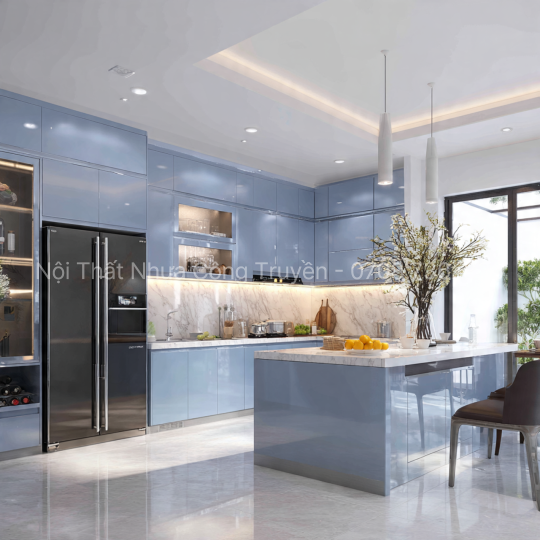 Tủ bếp nhựa Vincopro Plast đụng trần cao cấp – Thiết kế sang trọng, bền đẹp vượt thời gian cùng Nội Thất Nhựa Công Truyền