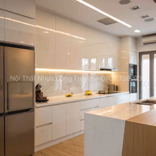 Tủ bếp nhựa Vincopro Plast đụng trần cao cấp – Thiết kế sang trọng, bền đẹp vượt thời gian cùng Nội Thất Nhựa Công Truyền