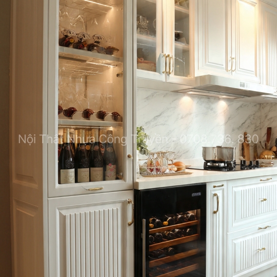 TOP mẫu tủ bếp có tủ rượu hiện đại – Sang trọng, tiện nghi, dẫn đầu xu hướng 2025 | Nội Thất Nhựa Công Truyền