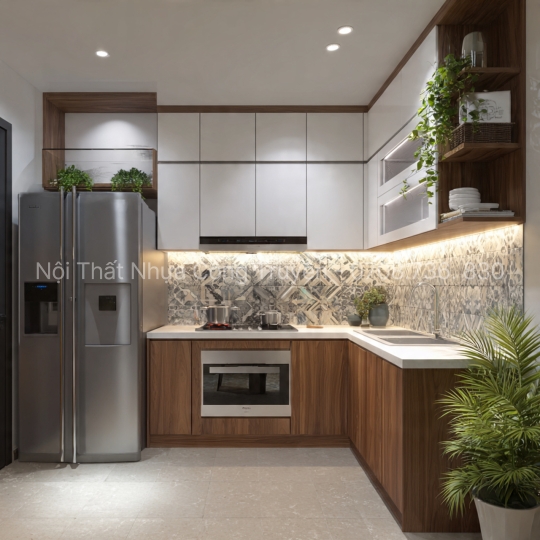 Tủ Bếp Nhựa Chữ L Đẹp Mê Ly Cho Căn Hộ Nhỏ – Tiết Kiệm Không Gian, Tăng Thẩm Mỹ