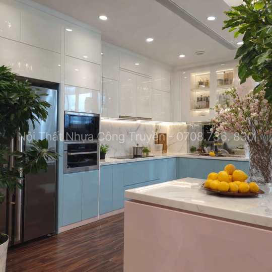 Tủ Bếp Nhựa Vincoplast Cánh Phủ Bóng Acrylic – Sang Trọng & Hiện Đại Cho Không Gian Bếp Việt