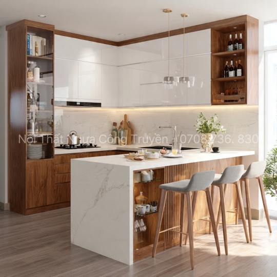 Top Mẫu Tủ Bếp Nhựa Có Quầy Bar Mini Đẹp Mê Ly – Xu Hướng Nội Thất Nhà Phố 2025 | Nội Thất Nhựa Công Truyền