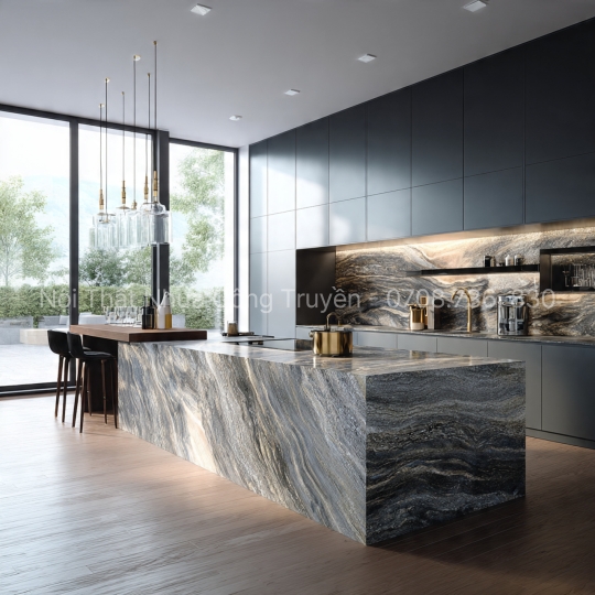 Tủ Bếp Nhựa Kết Hợp Mặt Đá Tự Nhiên – Giải Pháp Sang Trọng & Bền Bỉ Cho Không Gian Bếp Cao Cấp