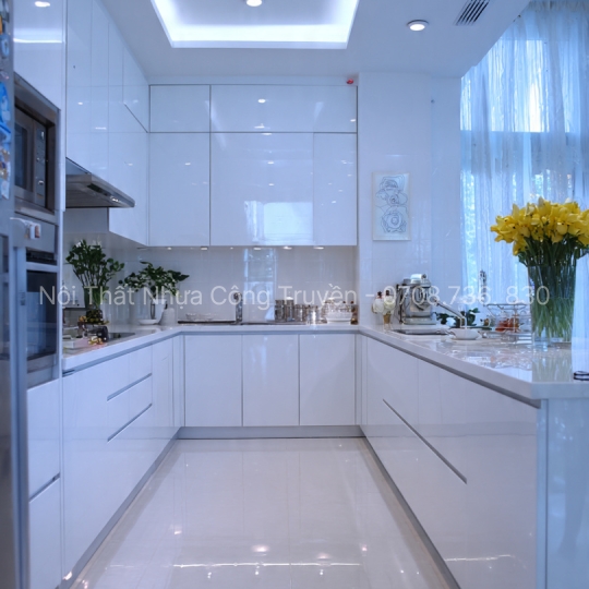 Mẫu Tủ Bếp Nhựa Acrylic Cho Căn Hộ Chung Cư Hiện Đại – Tối Ưu Không Gian 2026